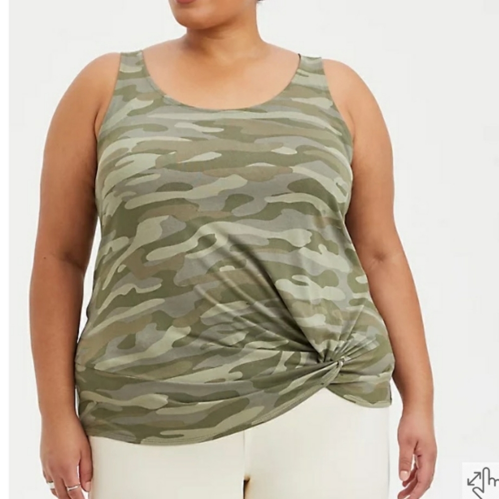 Torrid Camo Tank Knotted Front Size 2X